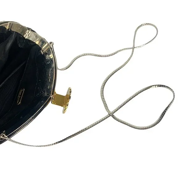 Finesse La Model Vintage Snakeskin Black Egyptian Metal Clutch Crossbody Bag - Picture 9 of 12